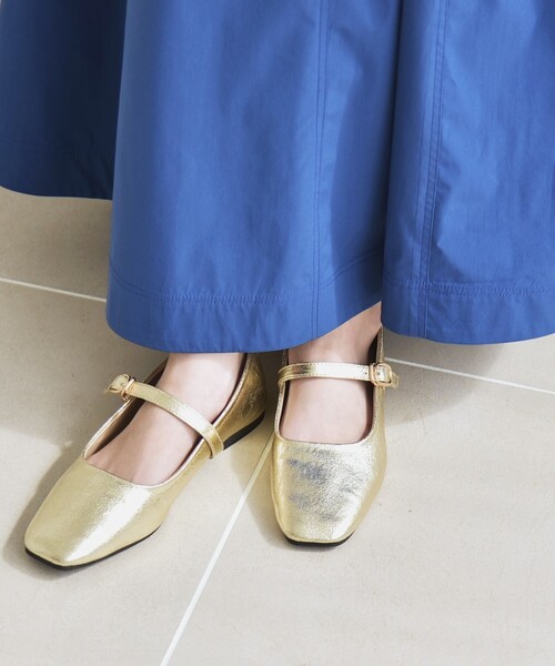 quaranciel: ストラップ スクエア フラット シューズ（パンプス