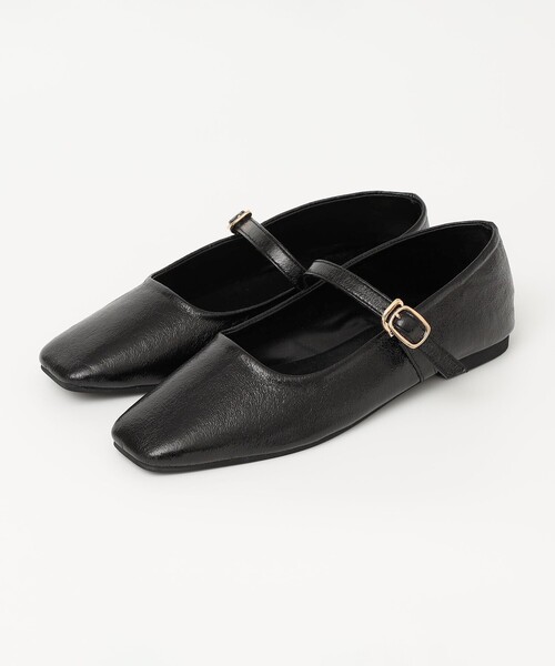 quaranciel: ストラップ スクエア フラット シューズ（パンプス