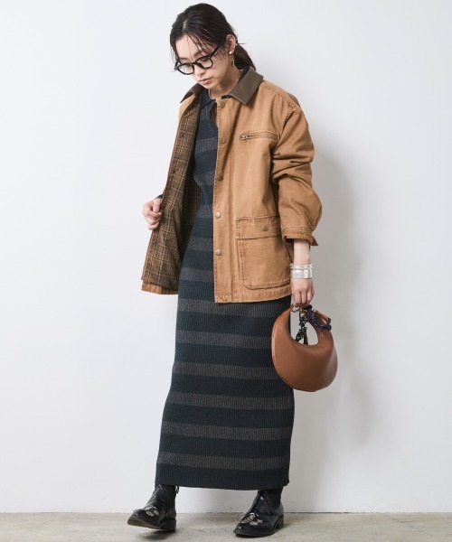 CHIC STYLE(シックスタイル)の「ポロニットマキシワンピース<大きいサイズ有>シックスタイル(ワンピース・レディース・グレー系/モカ・LL/M/5L/4L/3L/L)」の10枚目の写真