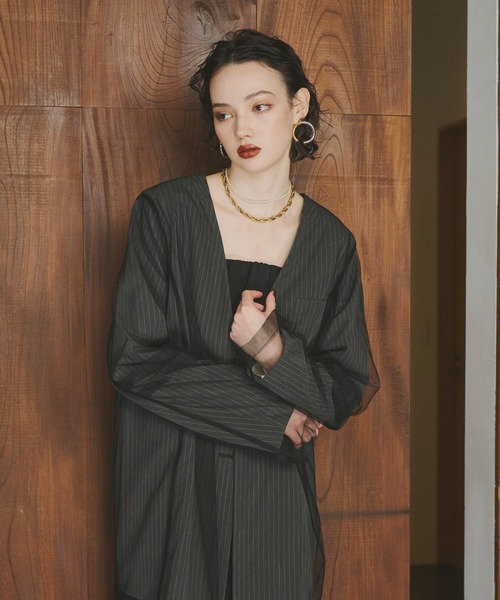 ANDRESD（アンドレスド）の「ノーカラージャケット（ノーカラージャケット・レディース・チャコール・S）」の6枚目の写真