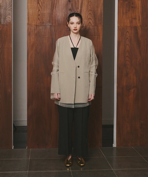 ANDRESD（アンドレスド）の「ノーカラージャケット（ノーカラージャケット・レディース・チャコール・S）」の7枚目の写真