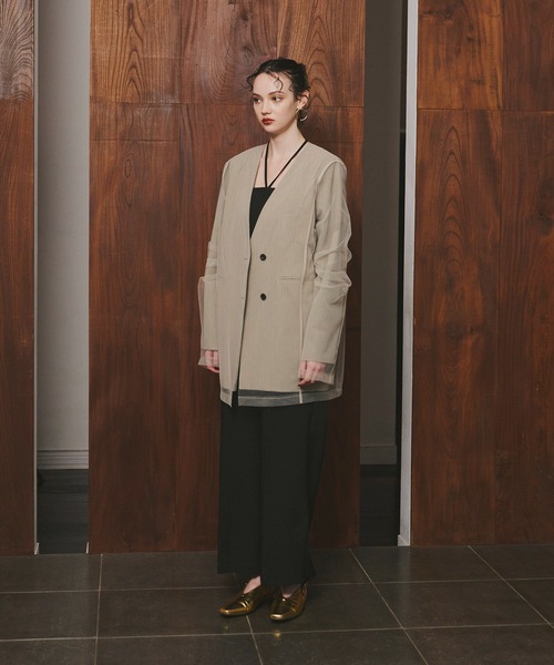 ANDRESD（アンドレスド）の「ノーカラージャケット（ノーカラージャケット・レディース・チャコール・S）」の8枚目の写真