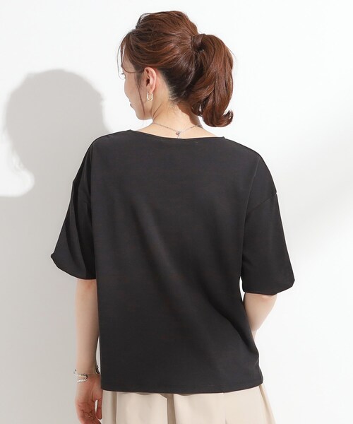 DRESKIP(ドレスキップ)の「【ひんやり/洗える/S-LL】袖ねじりシルケットトップス(Tシャツ/カットソー・レディース・オフホワイト/オレンジ/ライトベージュ/ブラック・04/03/02/01)」の10枚目の写真