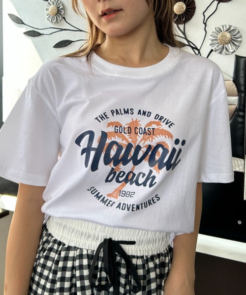 Loco Ocean(ロコオーシャン)の「HAWAII BEACH プリントTシャツ 夏服(Tシャツ/カットソー・レディース・ホワイト・L/M)」の2枚目の写真