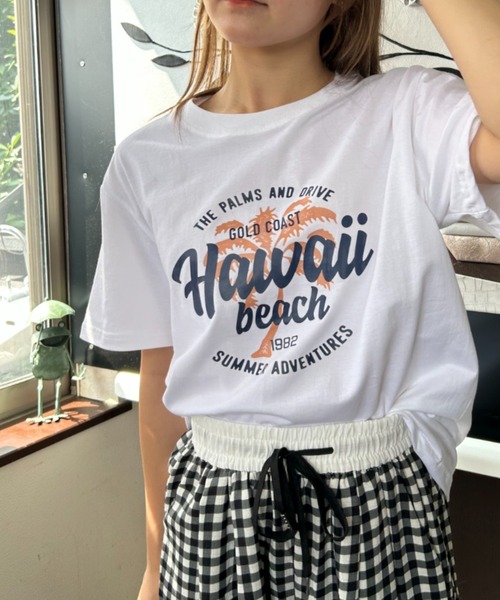 Loco Ocean(ロコオーシャン)の「HAWAII BEACH プリントTシャツ 夏服(Tシャツ/カットソー・レディース・ホワイト・L/M)」の3枚目の写真