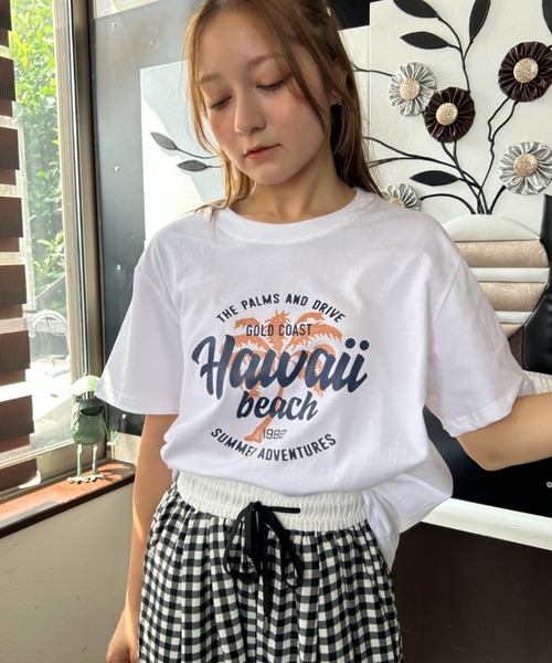 Loco Ocean(ロコオーシャン)の「HAWAII BEACH プリントTシャツ 夏服(Tシャツ/カットソー・レディース・ホワイト・L/M)」の4枚目の写真