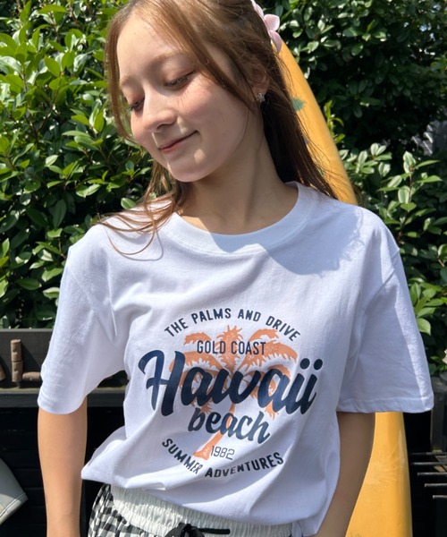 Loco Ocean(ロコオーシャン)の「HAWAII BEACH プリントTシャツ 夏服(Tシャツ/カットソー・レディース・ホワイト・L/M)」の5枚目の写真