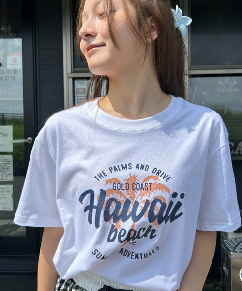 Loco Ocean(ロコオーシャン)の「HAWAII BEACH プリントTシャツ 夏服(Tシャツ/カットソー・レディース・ホワイト・L/M)」の9枚目の写真