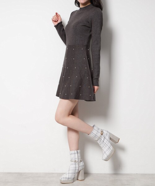 ESPERANZA(エスペランサ)の「スクエアツイードショートブーツ(ブーツ・レディース・グレー系2/ブラック系2/ベージュ系2/アイボリー系2・S/LL/L/M)」の10枚目の写真