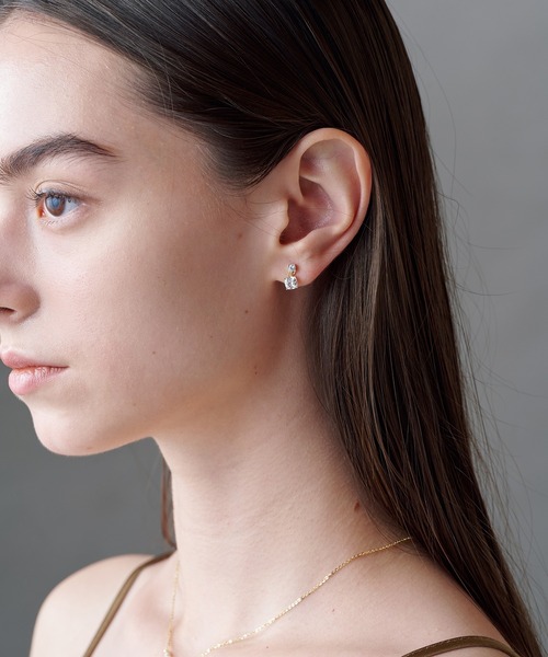 ALLURELLE(アリュレル)の「【ALLURELLE】silver925 キュービックジルコニアダブルピアス KNF-TP(ピアス(両耳用)・レディース・ゴールド・FREE)」の7枚目の写真