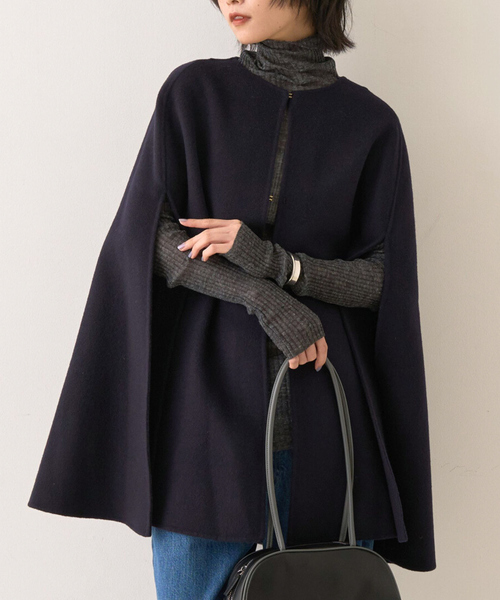 ウールSuper110's】リバーマントコート（ポンチョ）｜Rouge vif