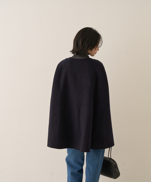 ウールSuper110's】リバーマントコート（ポンチョ）｜Rouge vif