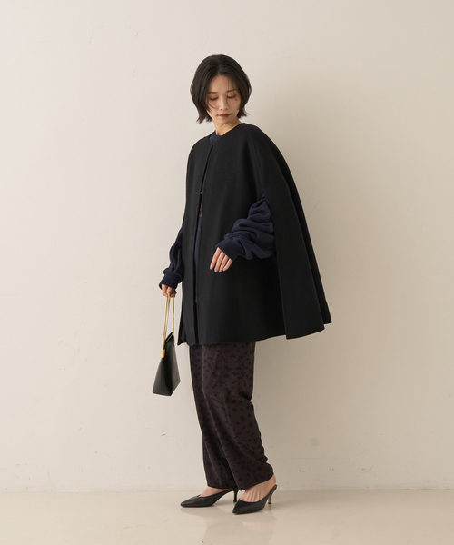 ウールSuper110's】リバーマントコート（ポンチョ）｜Rouge vif