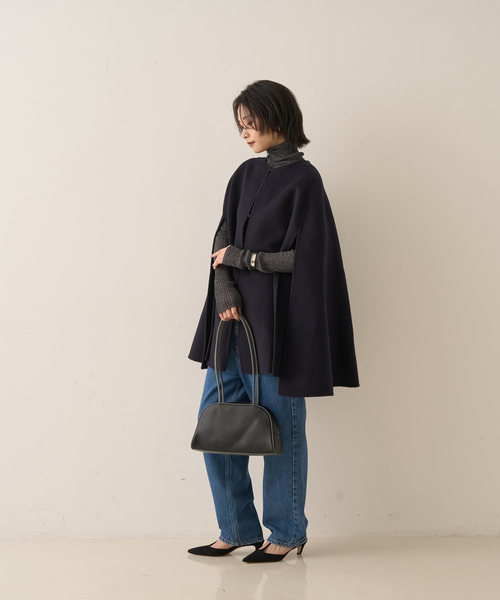 Rouge vif（ルージュヴィフ）の「【ウールSuper110’s】リバーマントコート（ポンチョ・レディース・ネイビー/ブラック・フリー）」の21枚目の写真