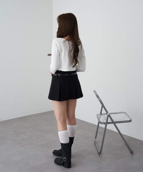 RAY CASSIN（レイカズン）の「ベルト付レイヤードプリーツスカパン（スカート・レディース・ブラック/グレー/チャコールグレー・FREE）」の7枚目の写真