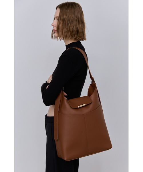 2WAYバーフラップスクエアBIGショルダー / フェイクレザーワン