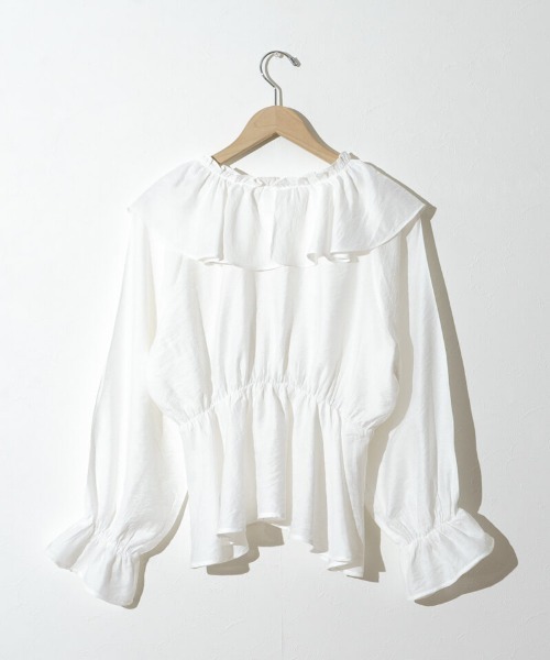 flower（フラワー）の「パールラッフルドブラウス（シャツ/ブラウス・レディース・ホワイト/ベージュ・FREE）」の4枚目の写真