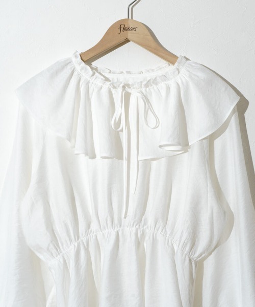 flower（フラワー）の「パールラッフルドブラウス（シャツ/ブラウス・レディース・ホワイト/ベージュ・FREE）」の6枚目の写真