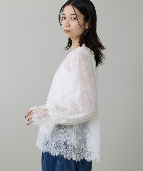 INED(イネド)の「レースブラウス(シャツ/ブラウス・レディース・オフホワイト/ブラック・9号)」の2枚目の写真