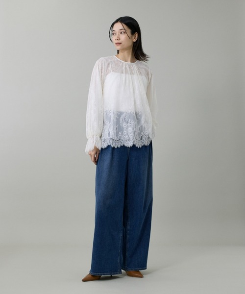 INED(イネド)の「レースブラウス(シャツ/ブラウス・レディース・オフホワイト/ブラック・9号)」の3枚目の写真