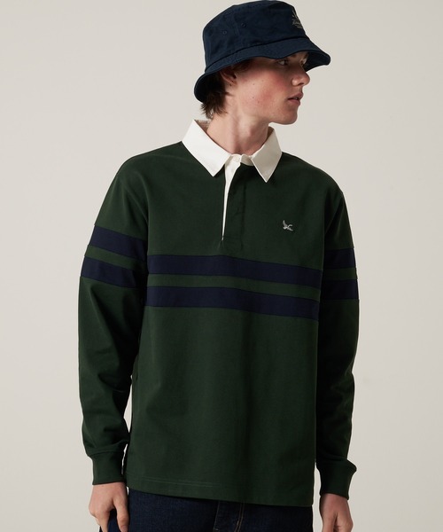 Eddie Bauer(エディーバウアー)の「ラグビーシャツ(ポロシャツ・メンズ・ダークネイビー/ダークオレンジ/ダークグリーン・M/L/XL/XXL)」の2枚目の写真