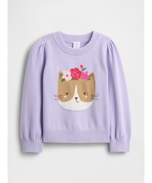 GAP(ギャップ)の「パフスリーブ セーター (幼児・ベビー)(ニット/セーター・キッズ・ライトグレー/パープル/ブルー/アイボリー/ライトブルー/ベージュ/ピンク・70cm/80cm/90cm/95cm/100cm/105cm/110cm)」の6枚目の写真