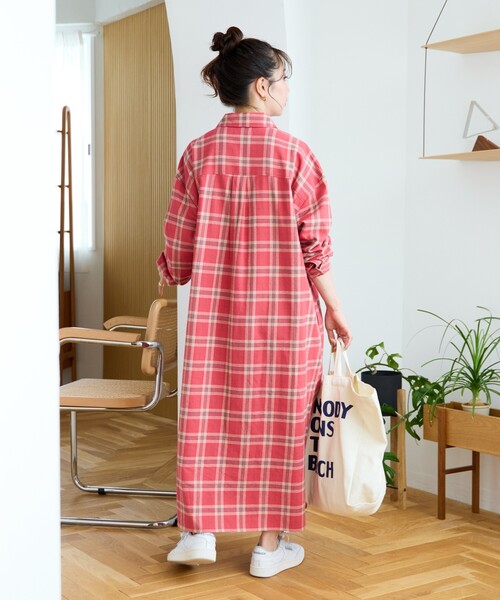 セール】限定展開 ネル チェック ビックシャツ ワンピース（シャツ