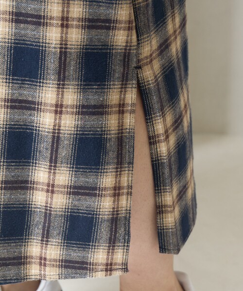 FREAK'S STORE(フリークスストア)の「限定展開 ネル チェック ビックシャツ ワンピース(シャツワンピース・レディース・ネイビー/サックスブルー/グレー/ベージュ/レッド・MEDIUM/SMALL)」の7枚目の写真