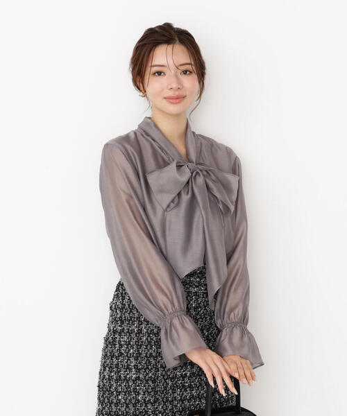 PROPORTION BODY DRESSING（プロポーションボディドレッシング）の「＜ウォッシャブル＞シアーボウタイブラウス / 1215210909（シャツ/ブラウス・レディース・グレー/ピンク/ホワイト系その他・MEDIUM/SMALL）」の12枚目の写真