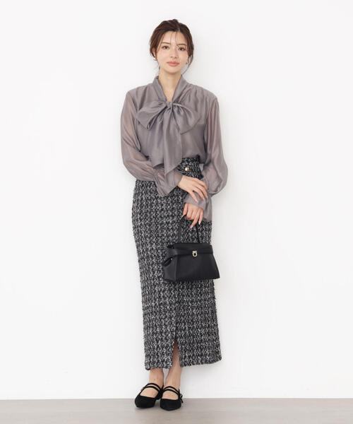 PROPORTION BODY DRESSING（プロポーションボディドレッシング）の「＜ウォッシャブル＞シアーボウタイブラウス / 1215210909（シャツ/ブラウス・レディース・グレー/ピンク/ホワイト系その他・MEDIUM/SMALL）」の4枚目の写真