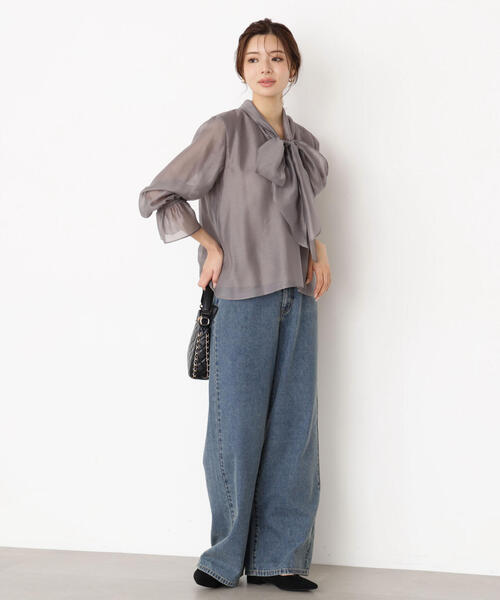 PROPORTION BODY DRESSING（プロポーションボディドレッシング）の「＜ウォッシャブル＞シアーボウタイブラウス / 1215210909（シャツ/ブラウス・レディース・グレー/ピンク/ホワイト系その他・MEDIUM/SMALL）」の10枚目の写真
