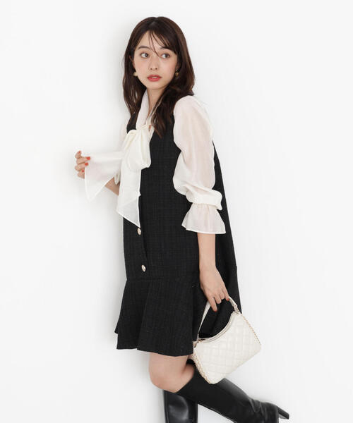 PROPORTION BODY DRESSING（プロポーションボディドレッシング）の「＜ウォッシャブル＞シアーボウタイブラウス / 1215210909（シャツ/ブラウス・レディース・グレー/ピンク/ホワイト系その他・MEDIUM/SMALL）」の14枚目の写真