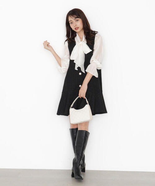 PROPORTION BODY DRESSING（プロポーションボディドレッシング）の「＜ウォッシャブル＞シアーボウタイブラウス / 1215210909（シャツ/ブラウス・レディース・グレー/ピンク/ホワイト系その他・MEDIUM/SMALL）」の17枚目の写真