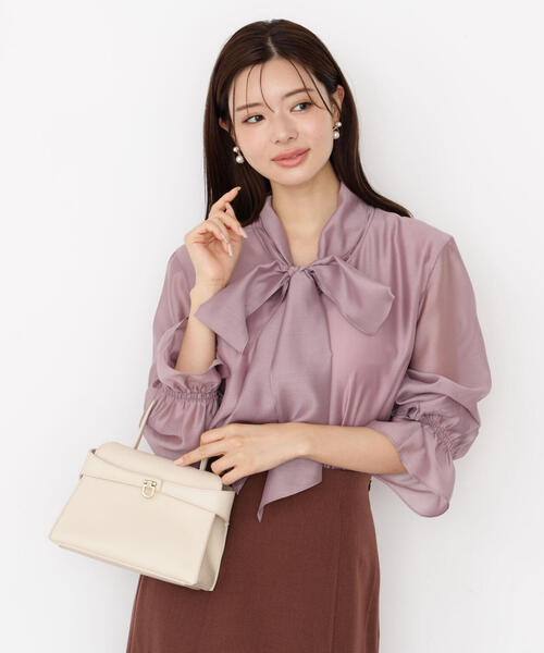 PROPORTION BODY DRESSING（プロポーションボディドレッシング）の「＜ウォッシャブル＞シアーボウタイブラウス / 1215210909（シャツ/ブラウス・レディース・グレー/ピンク/ホワイト系その他・MEDIUM/SMALL）」の20枚目の写真