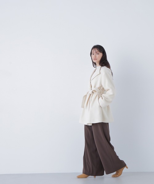 NATURAL BEAUTY BASIC（ナチュラルビューティーベーシック）の「◇ベルテッドミディコート（その他アウター・レディース・チャコールグレー/ベージュ/オフホワイト・SMALL/MEDIUM）」の8枚目の写真