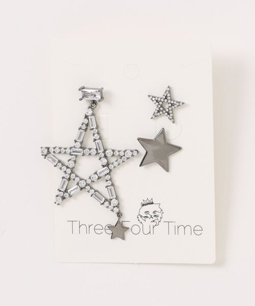 Three Four Time(スリーフォータイム)の「スターキュービックアシメトリーピアス(ピアス(両耳用)・レディース・ブラック・FREE)」の11枚目の写真