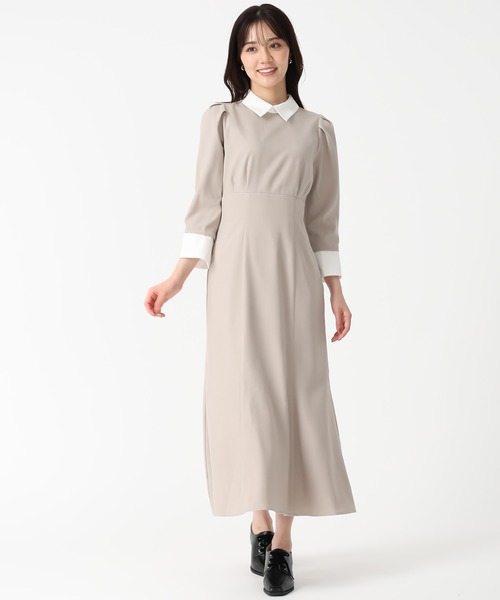 31 Sons de mode（トランテアン　ソン　ドゥ　モード）の「2025秋冬新作 カフス付きマーメイドワンピース（ワンピース・レディース・ベージュ/チャコールグレー・S/M）」の7枚目の写真