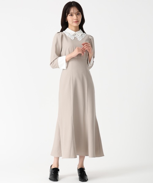 31 Sons de mode（トランテアン　ソン　ドゥ　モード）の「2025秋冬新作 カフス付きマーメイドワンピース（ワンピース・レディース・ベージュ/チャコールグレー・S/M）」の19枚目の写真