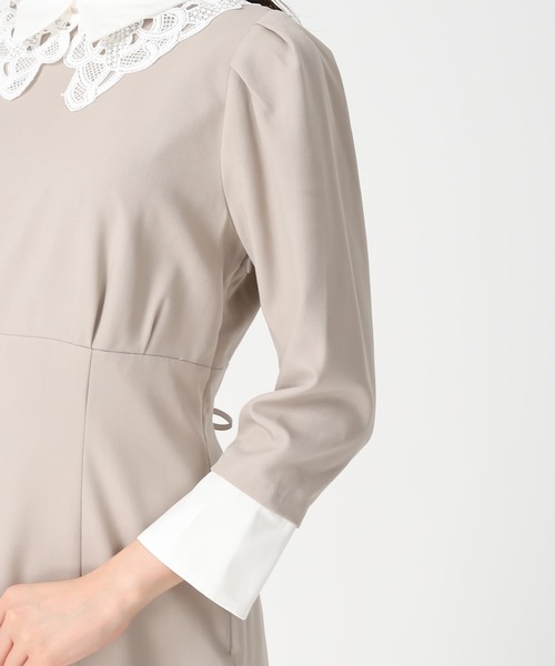 31 Sons de mode（トランテアン　ソン　ドゥ　モード）の「2025秋冬新作 カフス付きマーメイドワンピース（ワンピース・レディース・ベージュ/チャコールグレー・S/M）」の14枚目の写真