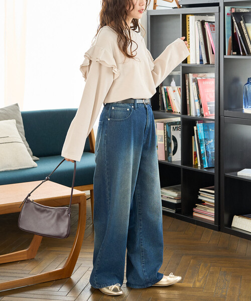 FREAK'S STORE(フリークスストア)の「限定展開 ワッフル フリル 袖 ロング スリーブ プルオーバー(Tシャツ/カットソー・レディース・ブラウン/オリーブ/ブラック/グレー/ナチュラル・フリ-)」の6枚目の写真