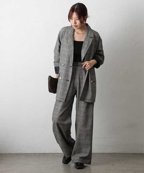 COLONY 2139（コロニートゥーワンスリーナイン）の「TRチェックWテーラードジャケット（テーラードジャケット・レディース・ブラウン/グレー・FREE）」の7枚目の写真