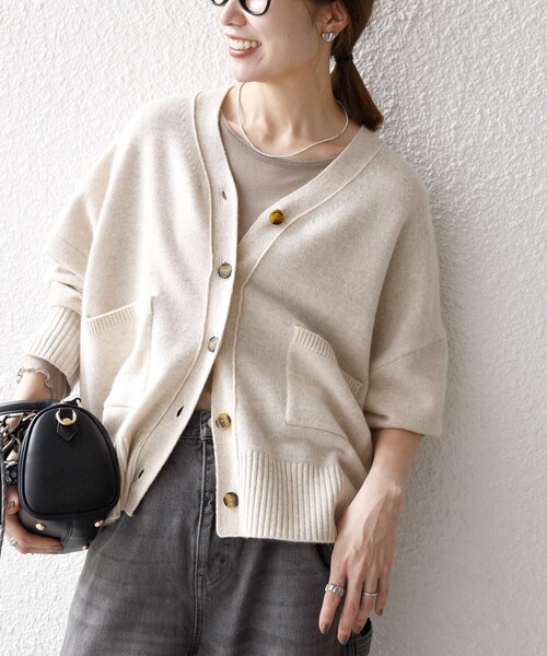 SHIPS any:〈手洗い可能〉AQUA カシミヤ ミックス Vネック