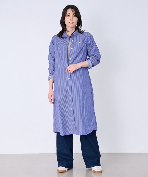 Arnold Palmer（アーノルドパーマー）の「イージーケア ストライプ シャツワンピース（シャツワンピース・レディース・サックスブルー/ブラック/ブルー・M/S/L）」の10枚目の写真