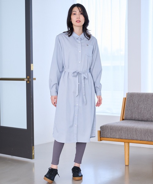 Arnold Palmer（アーノルドパーマー）の「イージーケア ストライプ シャツワンピース（シャツワンピース・レディース・サックスブルー/ブラック/ブルー・M/S/L）」の7枚目の写真