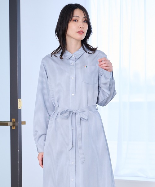 Arnold Palmer（アーノルドパーマー）の「イージーケア ストライプ シャツワンピース（シャツワンピース・レディース・サックスブルー/ブラック/ブルー・M/S/L）」の6枚目の写真