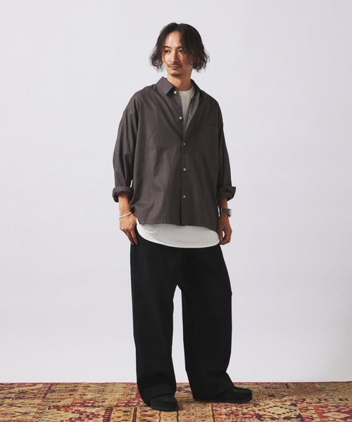 JOURNAL STANDARD relume(ジャーナルスタンダード レリューム)の「JAMES FABRIC / ジェームスファブリック ガーメントダイ コットン シャツ(シャツ/ブラウス・メンズ・ベージュ系その他/ブラックミックス/ブラウン系その他/カーキ・LARGE/MEDIUM)」の8枚目の写真