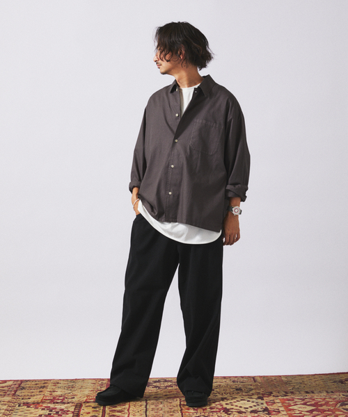 JOURNAL STANDARD relume(ジャーナルスタンダード レリューム)の「JAMES FABRIC / ジェームスファブリック ガーメントダイ コットン シャツ(シャツ/ブラウス・メンズ・ベージュ系その他/ブラックミックス/ブラウン系その他/カーキ・LARGE/MEDIUM)」の9枚目の写真