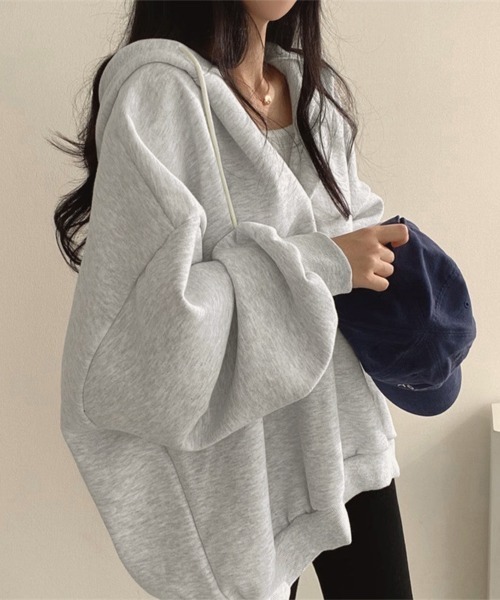 Miniministore(ミニミニストア)の「パーカー フード付きVネックプルオーバー(パーカー・レディース・ブラック/ベージュ/ライトグレー/レッド・FREE)」の9枚目の写真