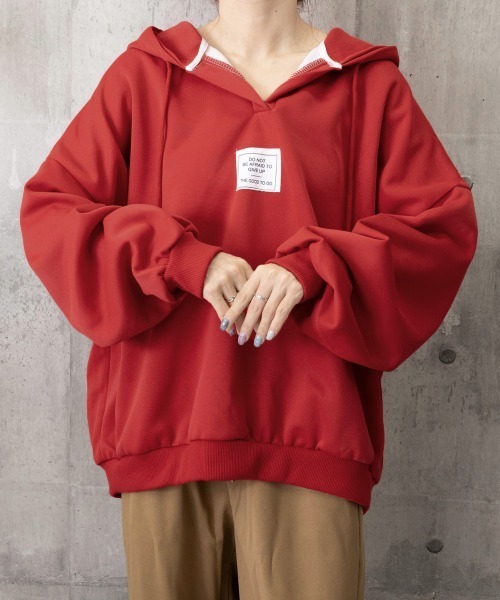 Miniministore(ミニミニストア)の「パーカー フード付きVネックプルオーバー(パーカー・レディース・ブラック/ベージュ/ライトグレー/レッド・FREE)」の13枚目の写真