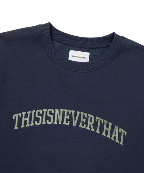 thisisneverthat ロゴスウェット Sサイズ ネイビー thisisneverthat（ディスイズネバーザット）の「DSN-LOGO CREWNECK